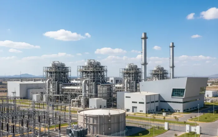 Planta de Ciclo Combinado de Salamanca desarrollada en alianza con CFE, donde Tecnotray suministró sistemas de canalización eléctrica industrial para garantizar seguridad y confiabilidad operativa.